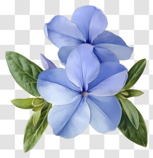 Elegant Periwinkle Flower - Blue Flowers With Green Leaves Transparent PNG