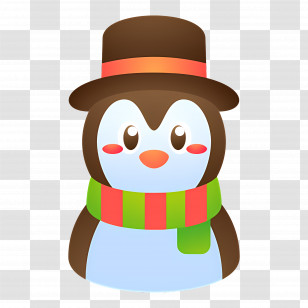 Christmas Penguin - Cute Penguin In A Hat Transparent PNG