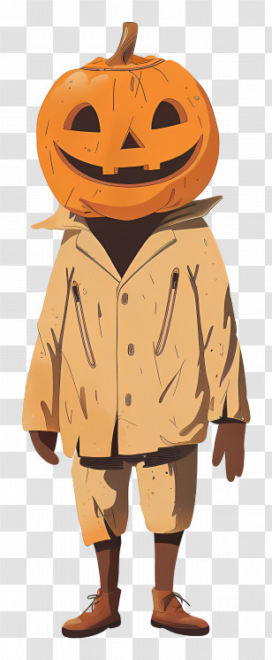 Halloween Costume - Pumpkin Head Character In Jacket Transparent PNG
