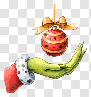 Hand Holds Christmas Ball - Green Hand Presenting Christmas Ornament Transparent PNG