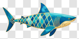 Shark Logo - Teal Geometric Shark Illustration Transparent PNG