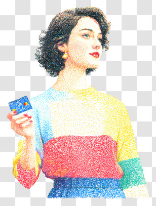 Woman Holding Bank Card - Stylish Woman Holding Credit Card Transparent PNG