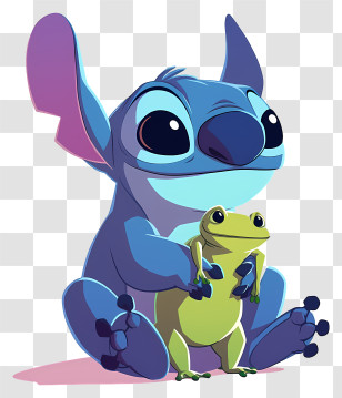 Stitch And Frog - Blue Alien With Frog Transparent PNG