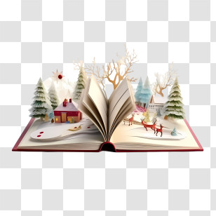 Christmas Book - Open Book With Winter Wonderland Transparent PNG
