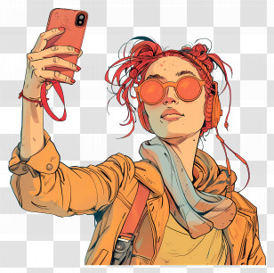 Woman Taking Selfie - Person Taking A Selfie With Phone Transparent PNG