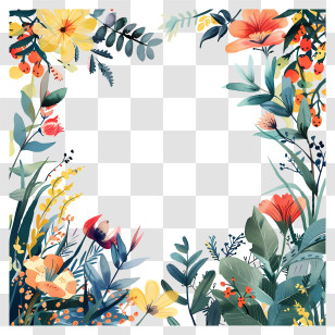 Spring Flowers Frame - Floral Frame Decoration Transparent PNG
