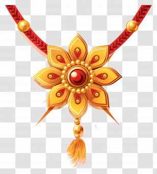 Raksha Bandhan - Golden Flower Pendant Necklace Transparent PNG
