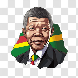 Nelson Mandela - Illustration Of Man With Flag Background Transparent PNG