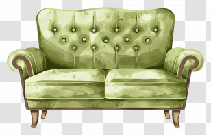 Green Plush Sofa - Green Plush Sofa Illustration Transparent PNG