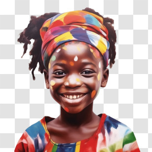 African Kid
 - Smiling Child With Face Paint And Vibrant Attire Transparent PNG