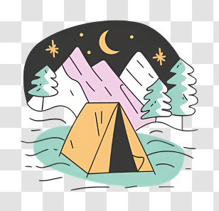 Icon - Camping Tent In The Mountains At Night Transparent PNG