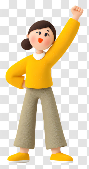 Woman Celebrating Winning - Joyful Woman In Yellow Sweater Transparent PNG