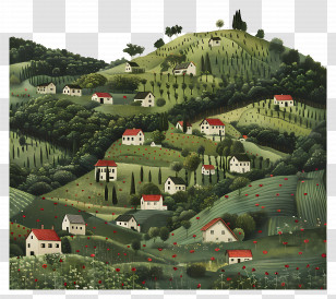 Hillside Houses - Countryside Hills With Houses Transparent PNG