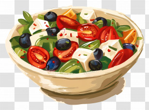 Greek Salad - Bowl Of Fresh Vegetable Salad Illustration Transparent PNG