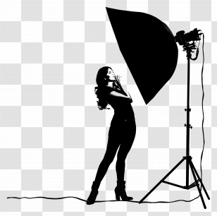 Woman With Studio Light - Woman Posing With Studio Light Transparent PNG