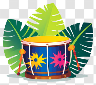 Wood Drum - Tropical Drum With Leafy Background Transparent PNG