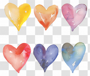 Watercolor Hearts - Vibrant Watercolor Hearts Illustration Transparent PNG