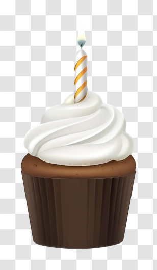 Birthday Cake - Cupcake With Candle For Celebration Transparent PNG