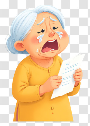 Elderly Indian Woman Crying - Tearful Elderly Woman Reading Letter Transparent PNG