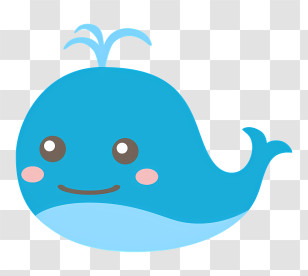 Education - Adorable Blue Whale Cartoon For Kids Transparent PNG