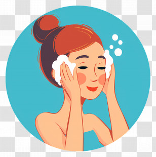 Girl Cleaning Face - Woman Washing Her Face Illustration Transparent PNG