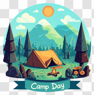 National Camp Day - Beautiful Camping Scene In The Forest Illustration Transparent PNG