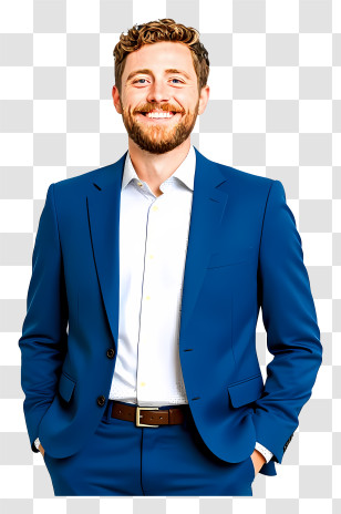 Businessman Looking Up - Smiling Man In Blue Suit Transparent PNG