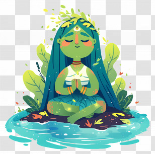 Goddess Quantum - Meditating Nature Spirit Illustration Transparent PNG