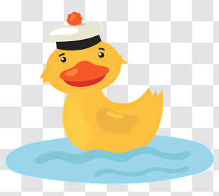 Icon - Adorable Sailor Duck Floating In Water Transparent PNG