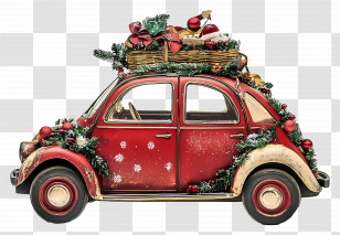 Christmas Car - Decorated Christmas Car With Gifts Transparent PNG