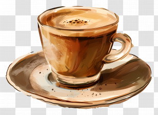 Espresso Coffee - Realistic Coffee Cup With Saucer Illustration Transparent PNG
