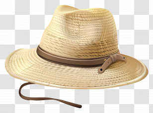 Safari Hat - Stylish Straw Hat With Ribbon Transparent PNG
