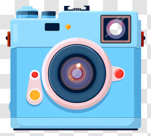 Instax Mini Blue Camera - Retro Blue Camera Illustration Transparent PNG