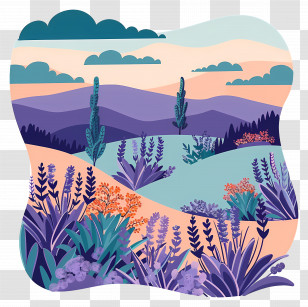 Lavender Landscape - Beautiful Landscape Scenery Transparent PNG