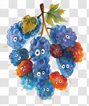 Grapes - Colorful Grapes With Cartoon Eyes Transparent PNG