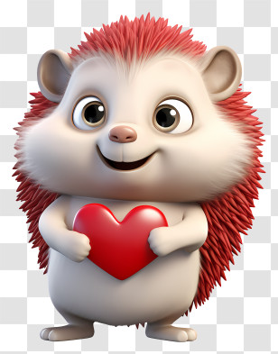 Valentine Hedgehog - Cartoon Hedgehog Holding A Heart Of Love Transparent PNG