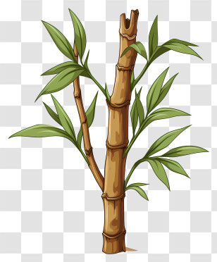 Sketch Style Bamboo Stem - Bamboo Plant With Leaves Illustration Transparent PNG