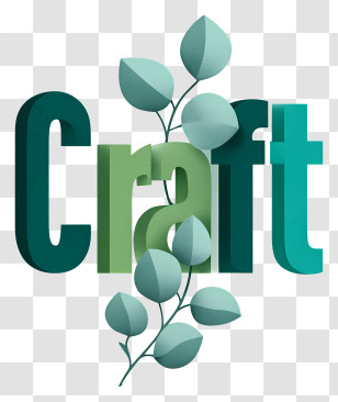 Craft - Green Craft Wordmark With Leaves Transparent PNG