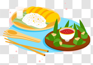Thai Food - Traditional Rice And Side Dishes Transparent PNG