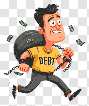 Businessman With Tax Burden - Cartoon Man Running With Debt Burden Transparent PNG