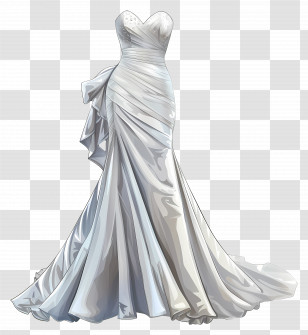Wedding Party Dress - White Wedding Dress With Elegant Design Transparent PNG
