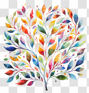 Growth - Artistic Colorful Watercolor Tree With Multicolored Leaves Transparent PNG