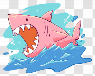Cartoon Shark - Cartoon Shark In The Water Transparent PNG