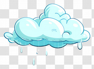 Rain - Cartoon Blue Rainy Cloud With Droplets Transparent PNG