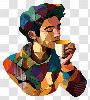 Drinking Coffee - Person Drinking Coffee In Relaxed Mood Transparent PNG