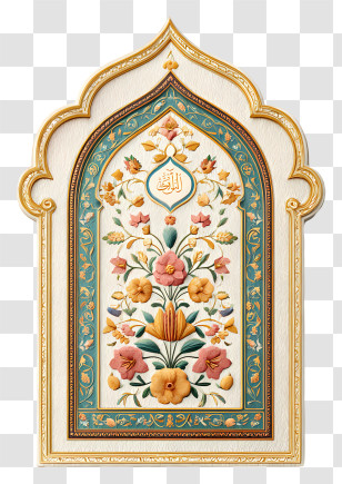 Sajadah And Quran - Ornate Decorative Arch With Floral Design Transparent PNG