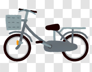 Bicycle - Bicycle Illustration With Basket And Rear Seat Transparent PNG