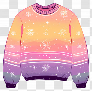 Christmas Sweater - Gradient Sweater With Snowflake Design Transparent PNG