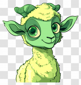 Cartoon Sheep - Adorable Green Goat Transparent PNG