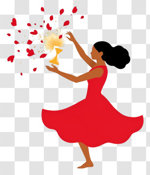 Woman Breaking An Hourglass - Dancing Woman Throwing Hearts Transparent PNG
